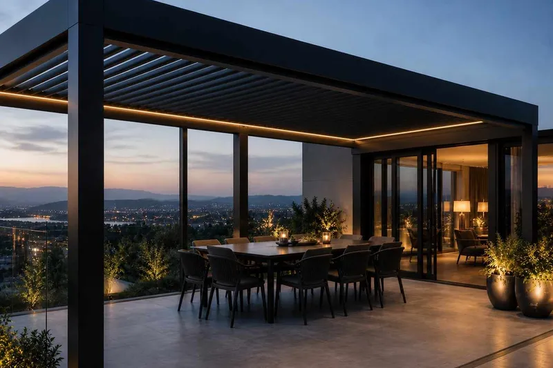 Integrated glass systems and bioclimatic pergolas by Velarium