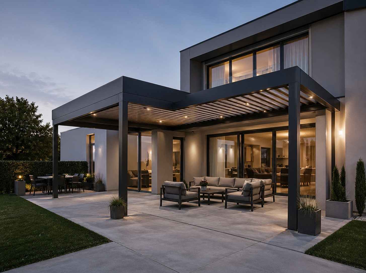 Residential retractable pergola