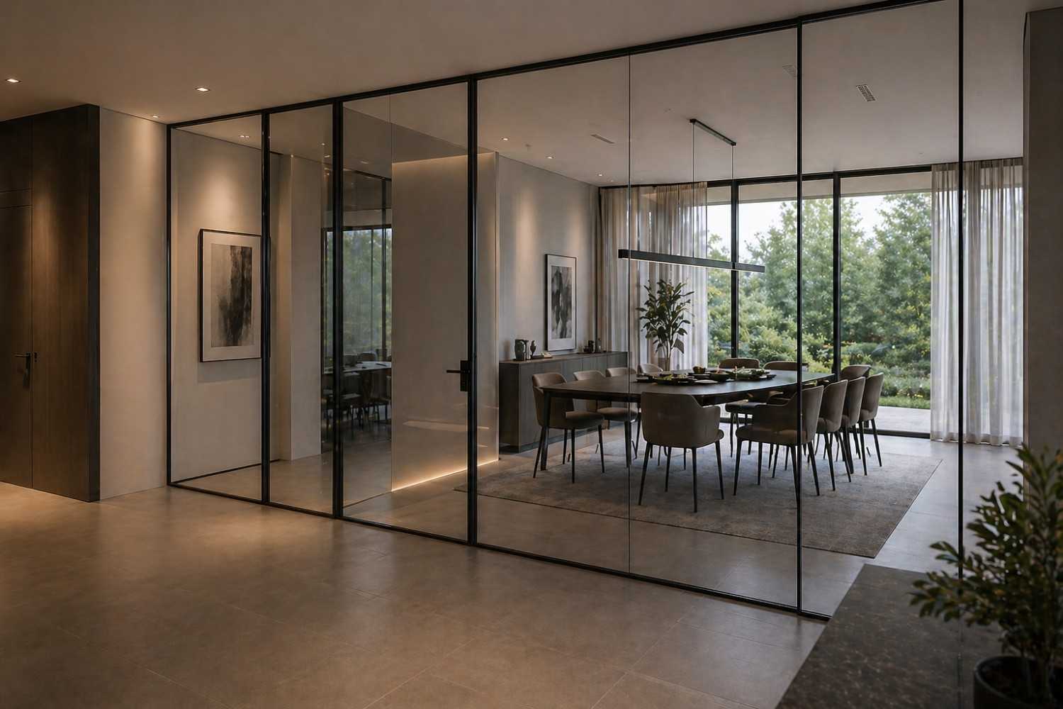 Interior glass partitions