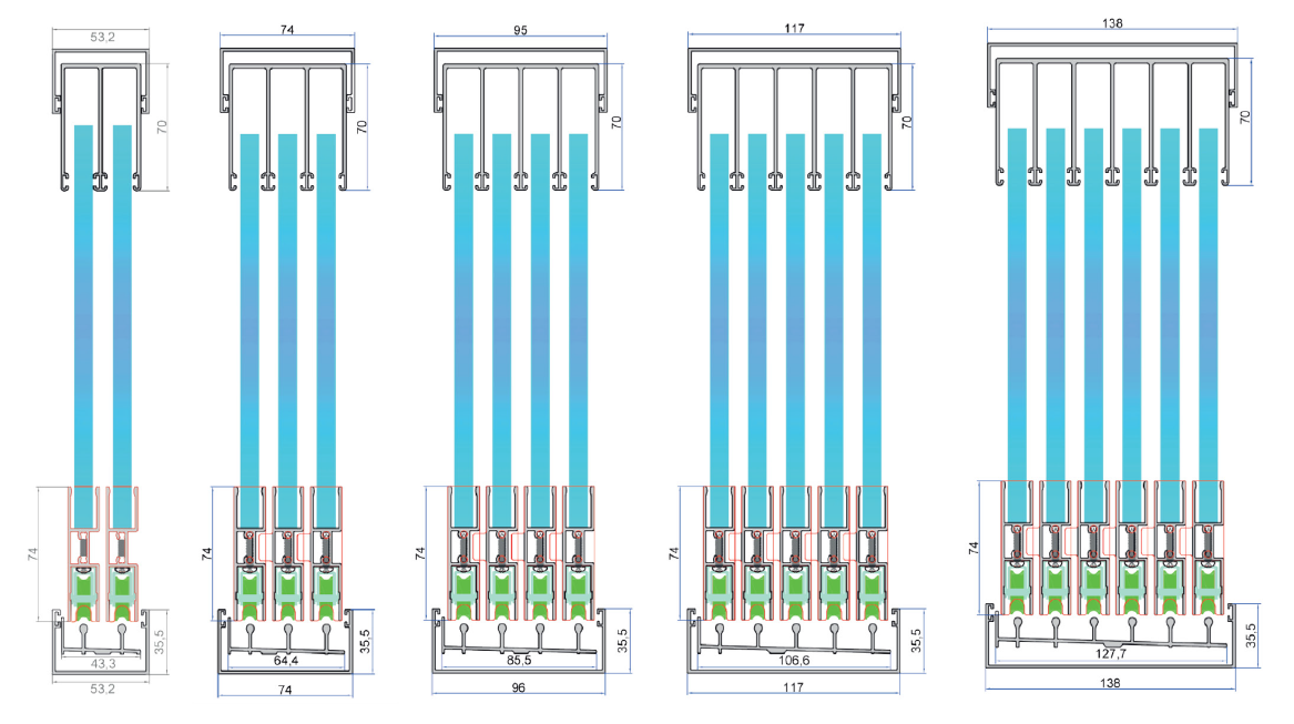 Configuration diagram, 2–6 tracks